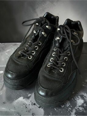 Black Chunky Platform Sneakers Women’s 6.5 Goth Y2K Grunge Streetwear